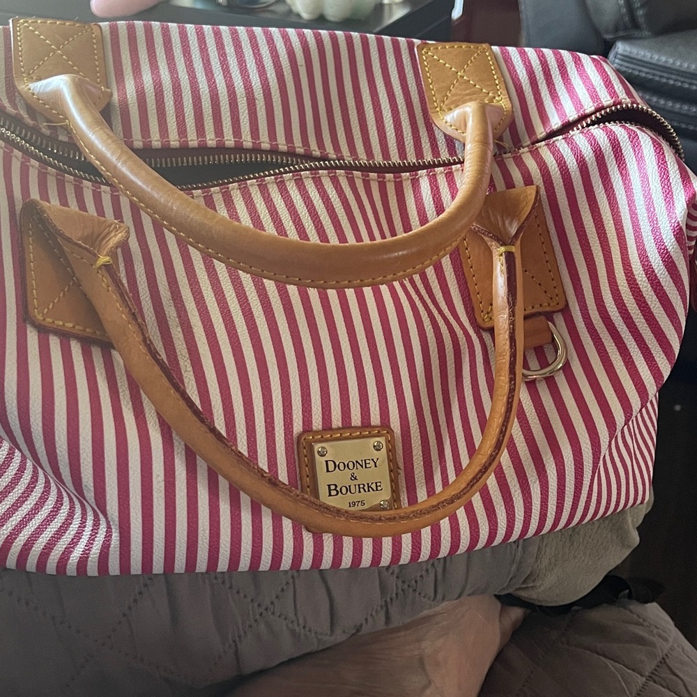 Dooney & Bourke Red and White Striped Satchel